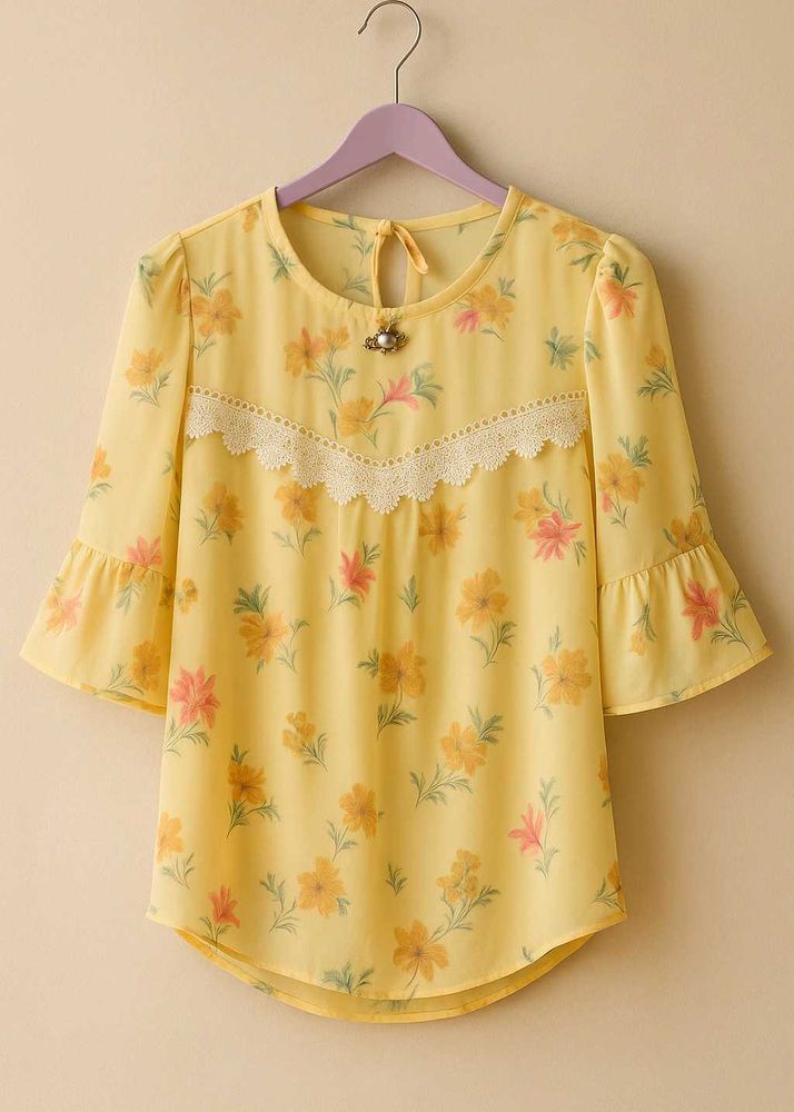 Floral A-line Top , Printed Fabric , Ethnic Wear