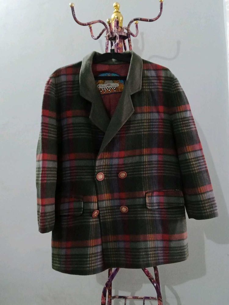 Vintage Plaid Wool Blazer