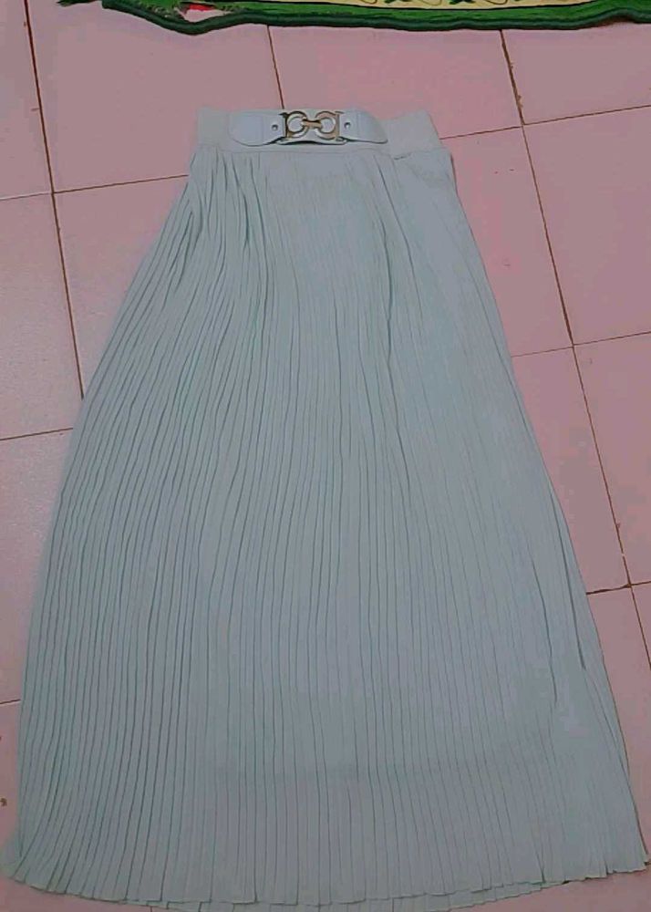 Mint Pleated Midi Skirt