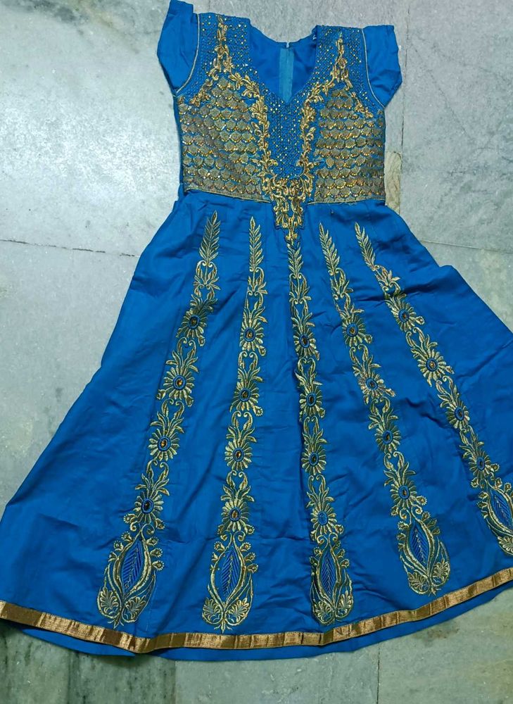 Blue &amp; Gold Embroidered Dress