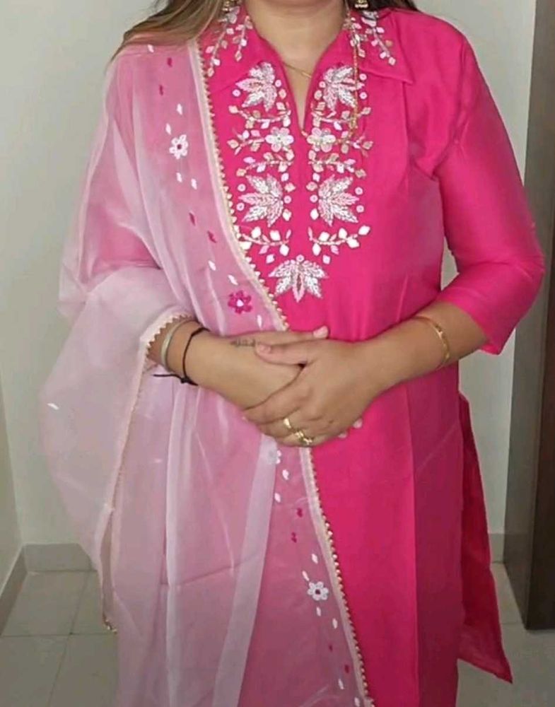 💗💖Pure Silk Hot Pink Kurta Set💗💖