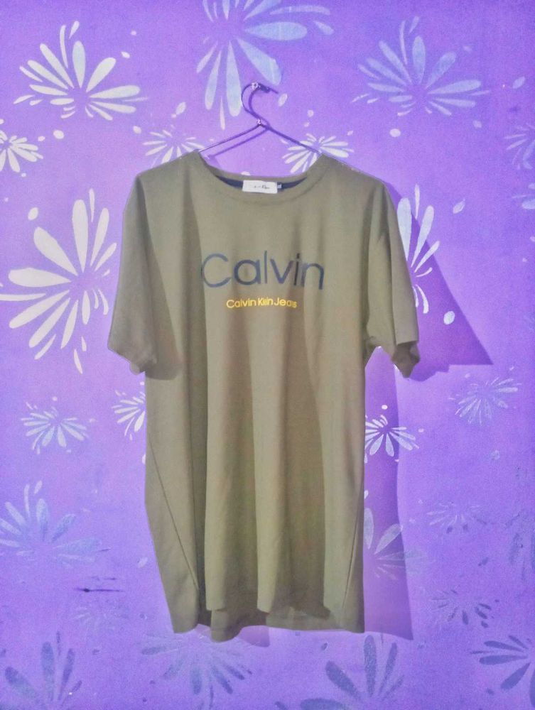 Olive Green Calvin Klein Jeans T-Shirt - Size Xl