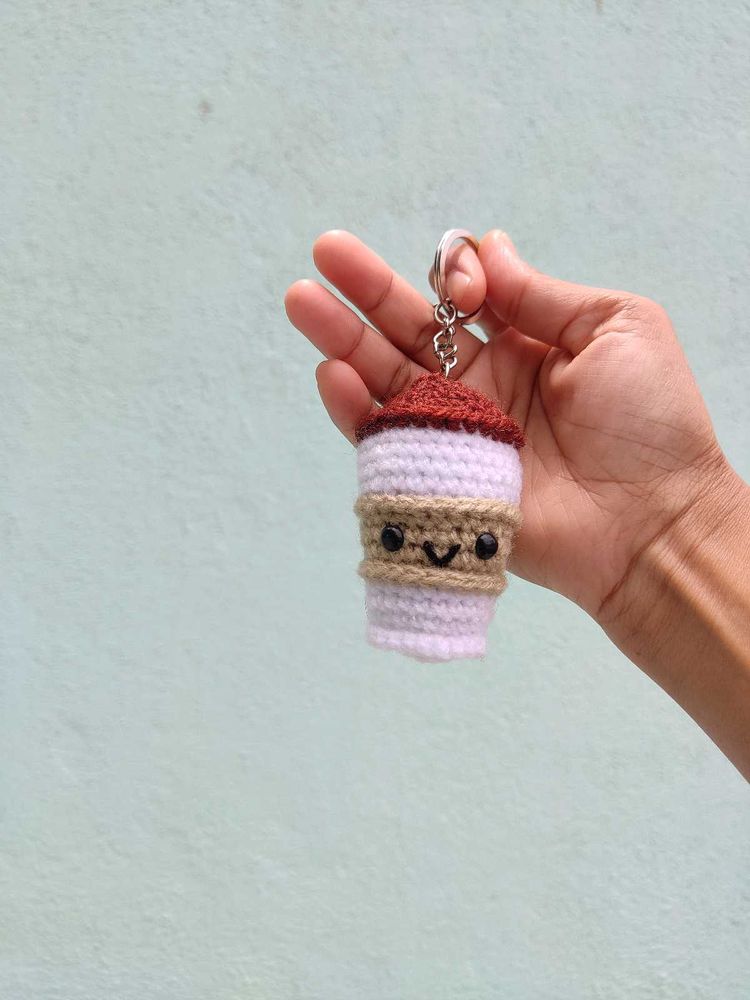 Crochet Coffee Cup Keychain