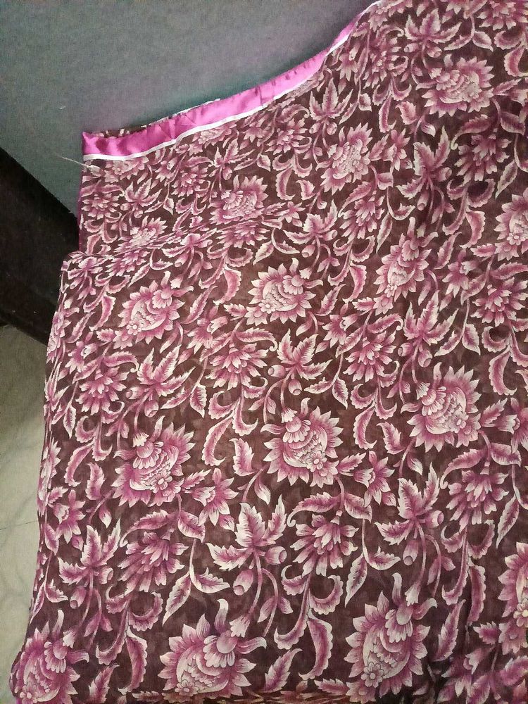 Used SyntheticChiffon MagentaColor LaceBorder Sare