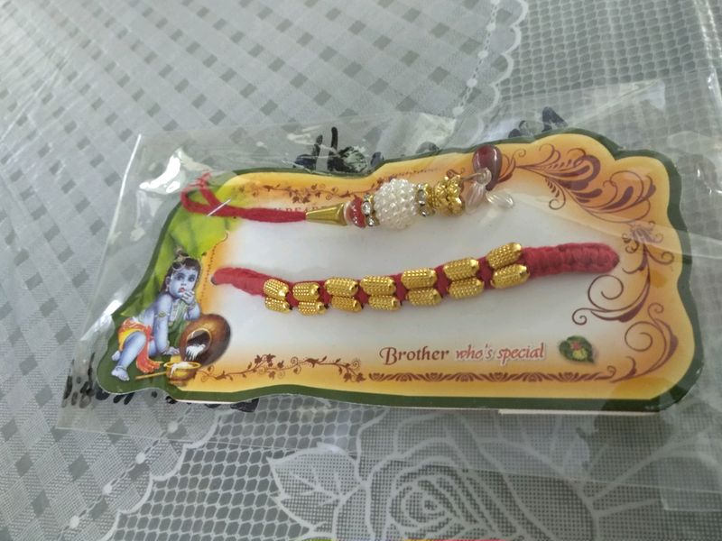 Red &amp; Gold Rakhis for Bhai Bhabhi