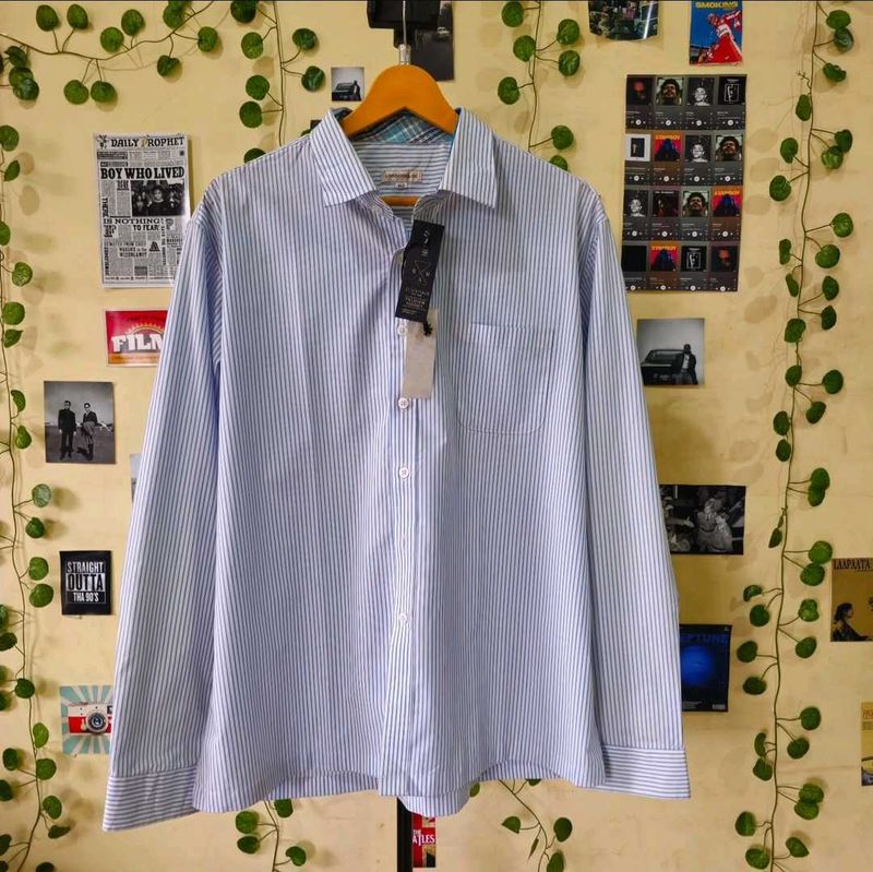 Classic Blue &amp; White Pinstripe Formal Shirt