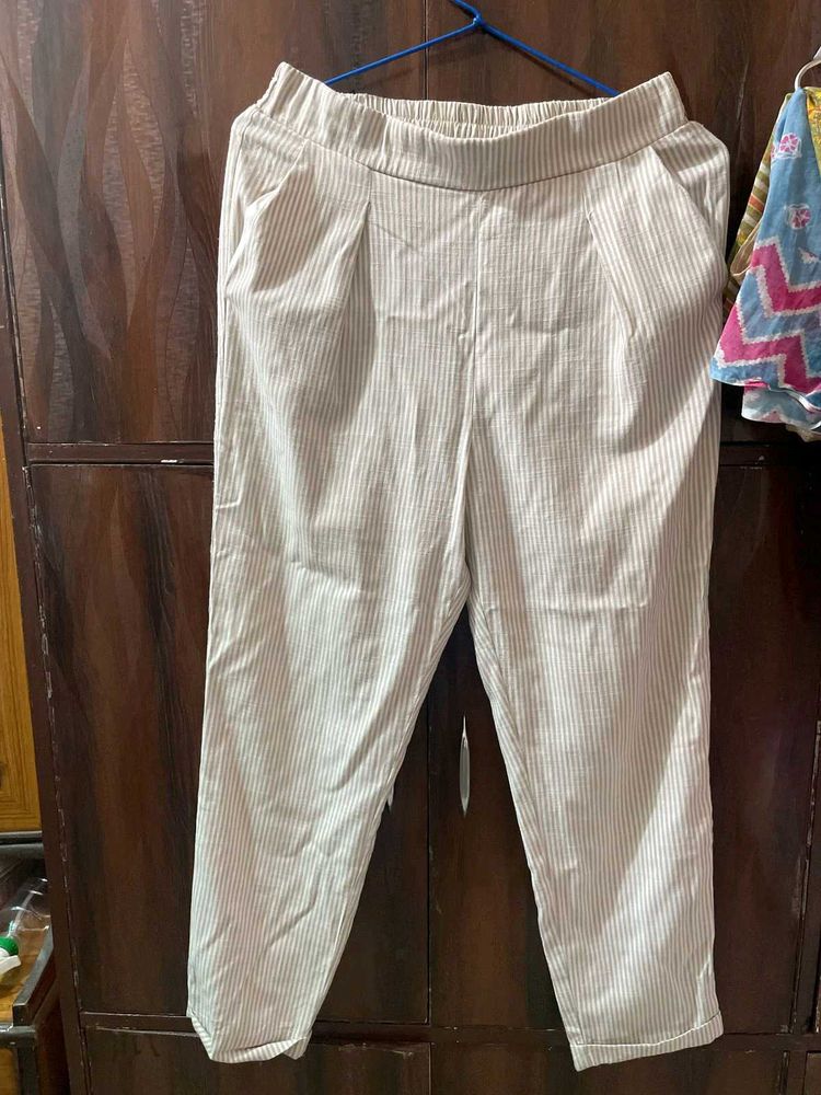 Striped Elastic Waist Pants