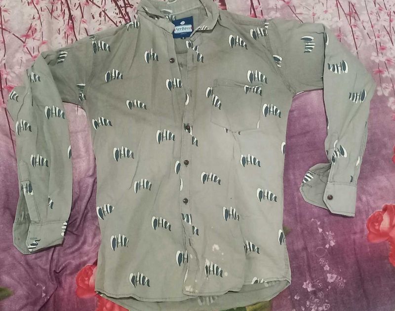 Patterned Button-Down Shirt