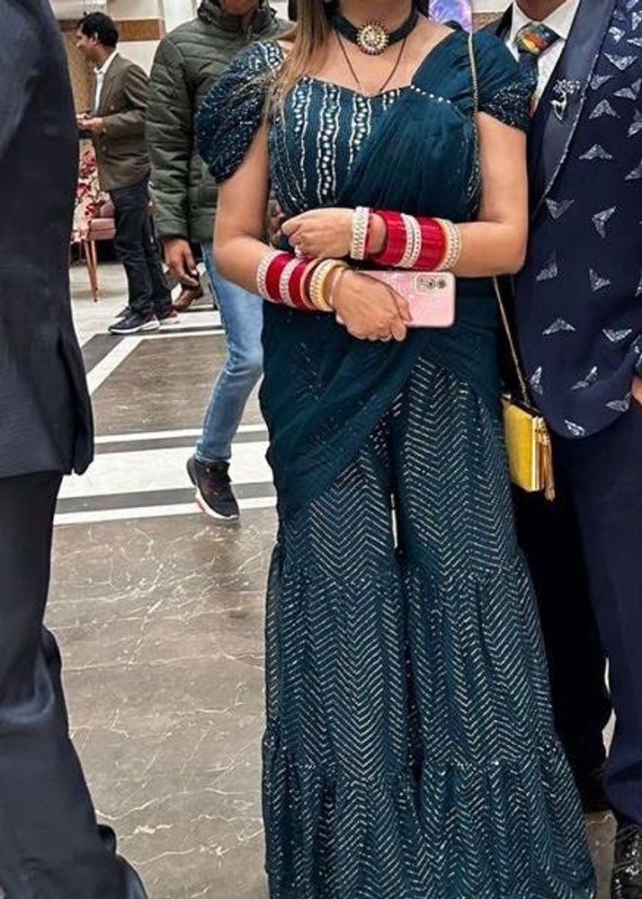 Elegant Teal Sharara Set