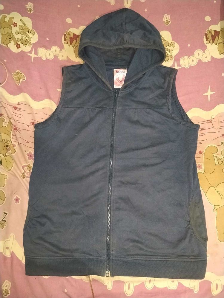Sleeveless Hoodie Fleece Jacket