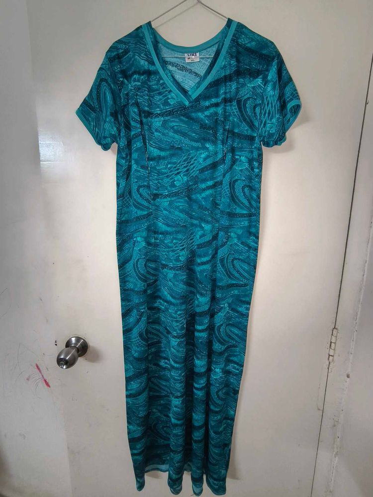 Teal Patterned Maxi Dress