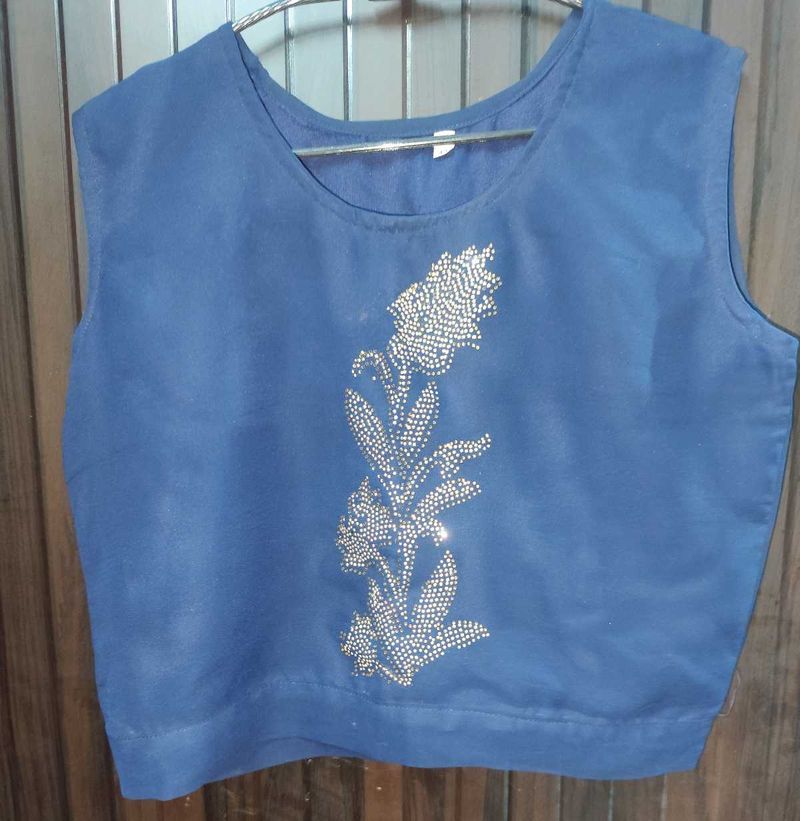 Navy Blue Embellished Party Wear Dress
