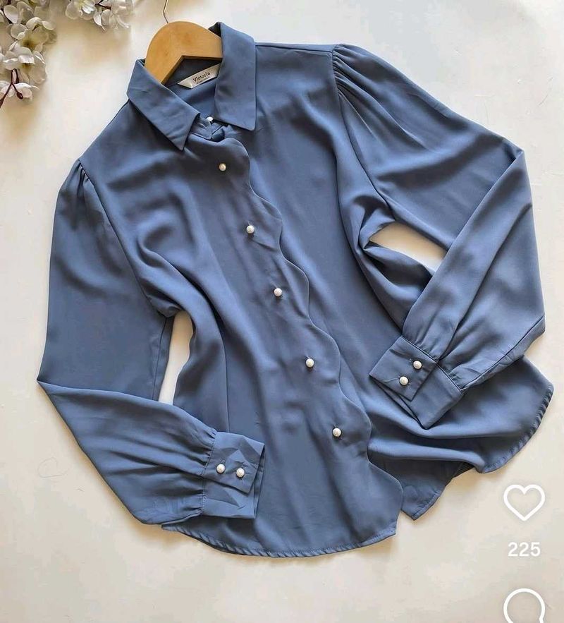 Ash Blue Pearl Button Shirt