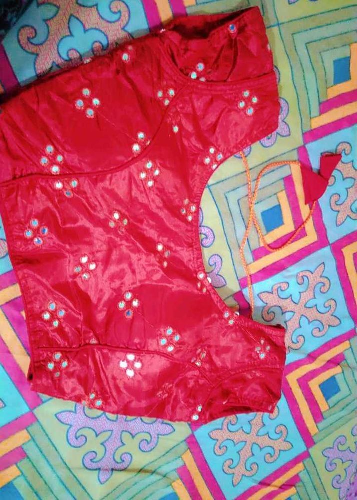 Red Mirrorwork Blouse