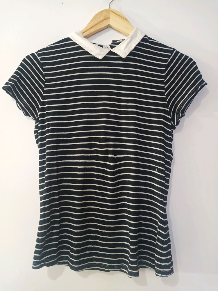 Redtag Women Black And White Striped Bust 32 |Wais
