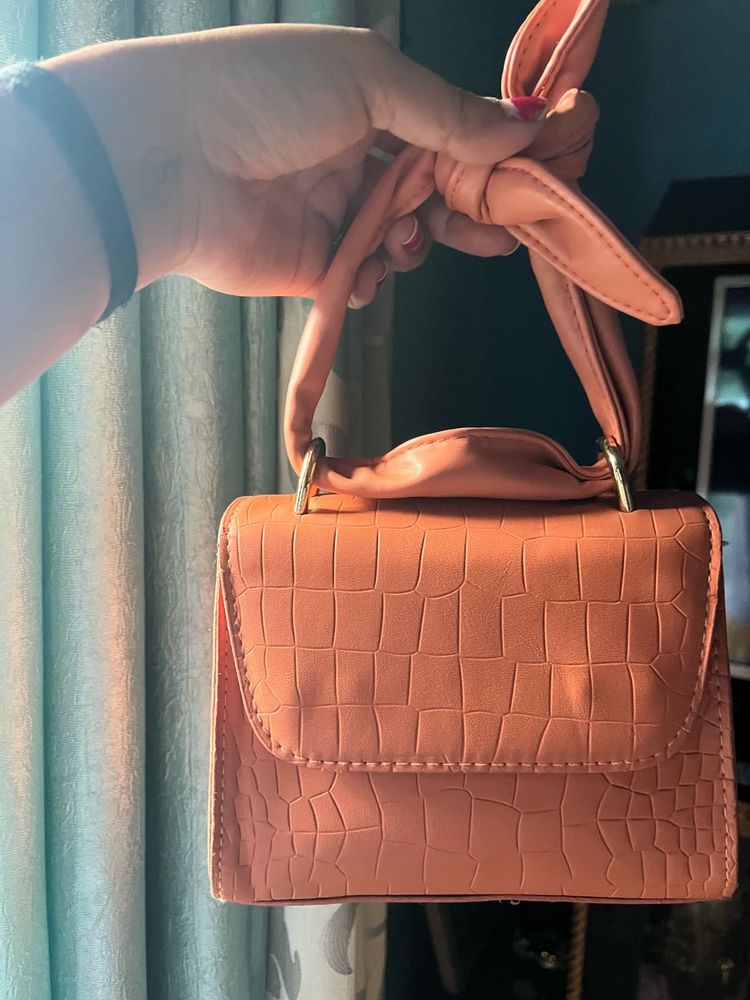 Crocodile Embossed Top Handle Bag