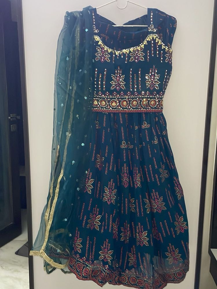 Teal Embellished Lehenga Choli Set