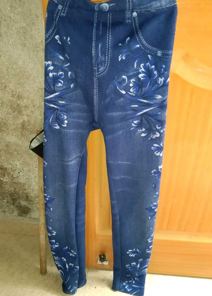 Floral Print Denim Leggings