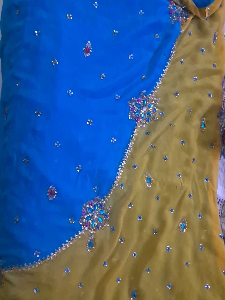 Heavy Work Saree Lengha Style 2 Colour