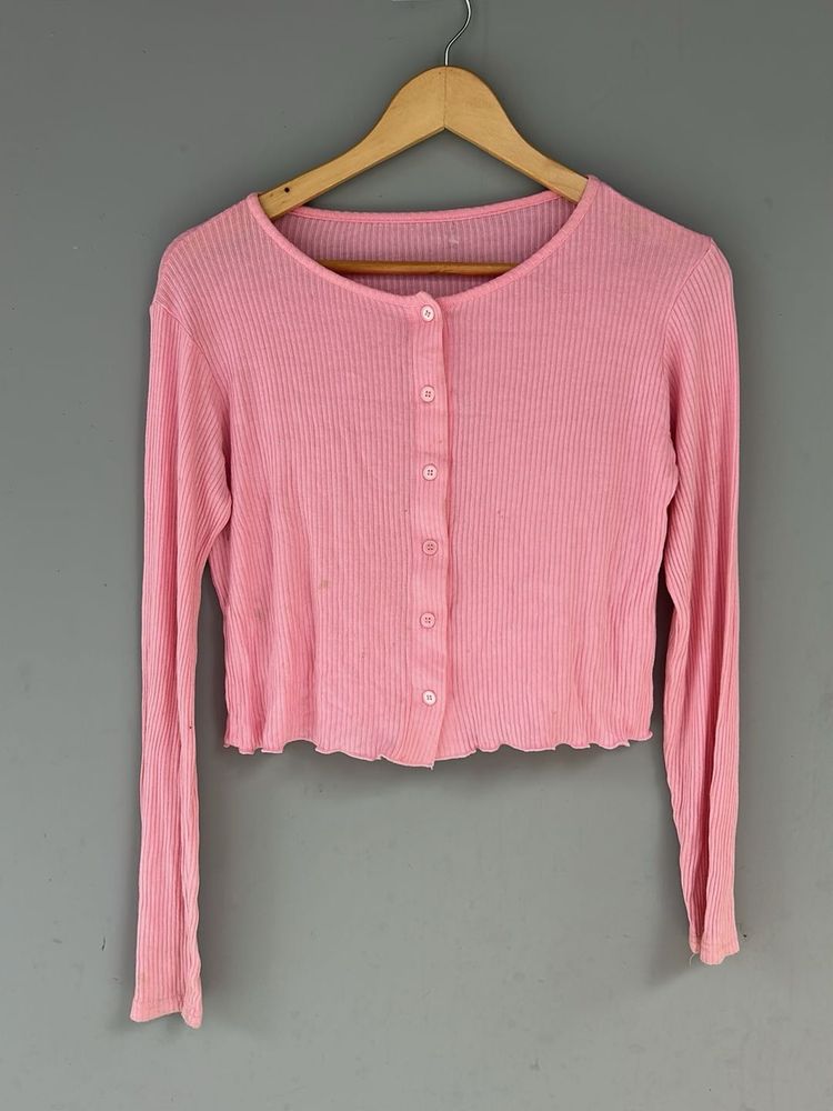 Cute Pink Cropped Cardigan