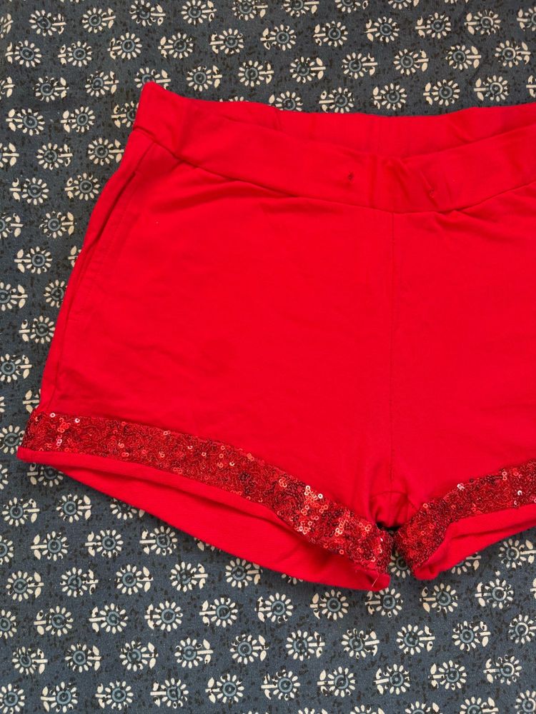 Red Sequin Shorts