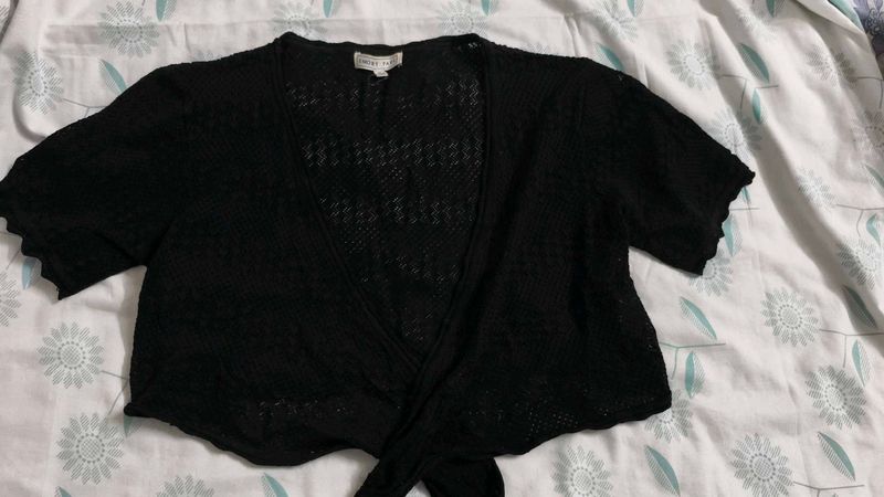 Black Knit Tie-Front Cardigan