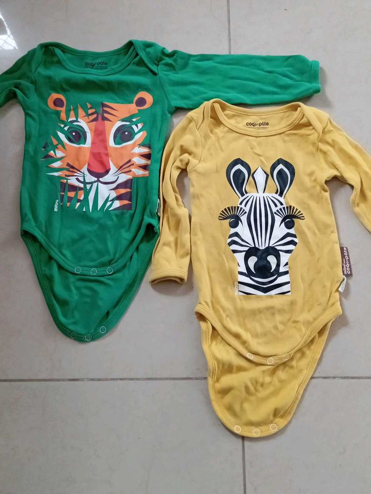 2 Cute Animal Print Bodysuits