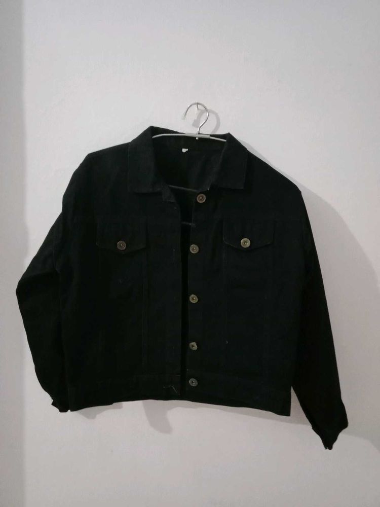 Aesthetic Black Crop Denim Jacket