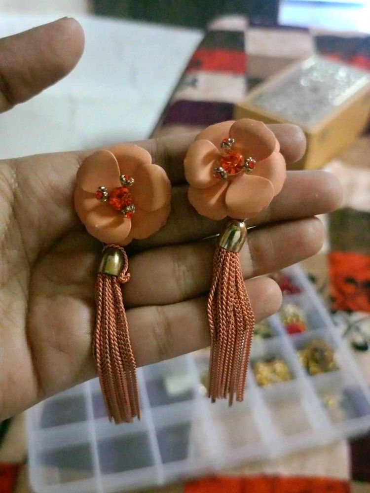 Orange Western Earring