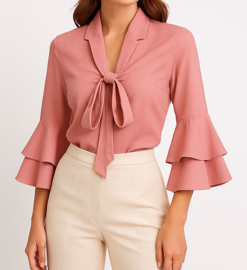 Satin Tie-Neck Blouse