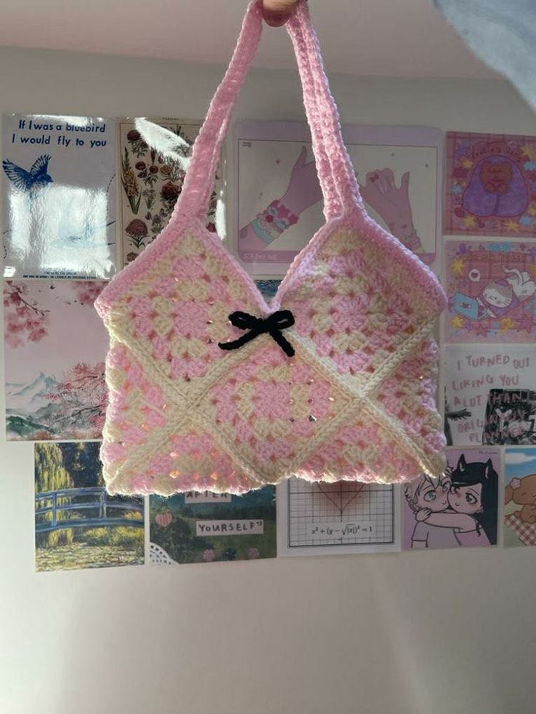 Crochet German Square Hand Bag