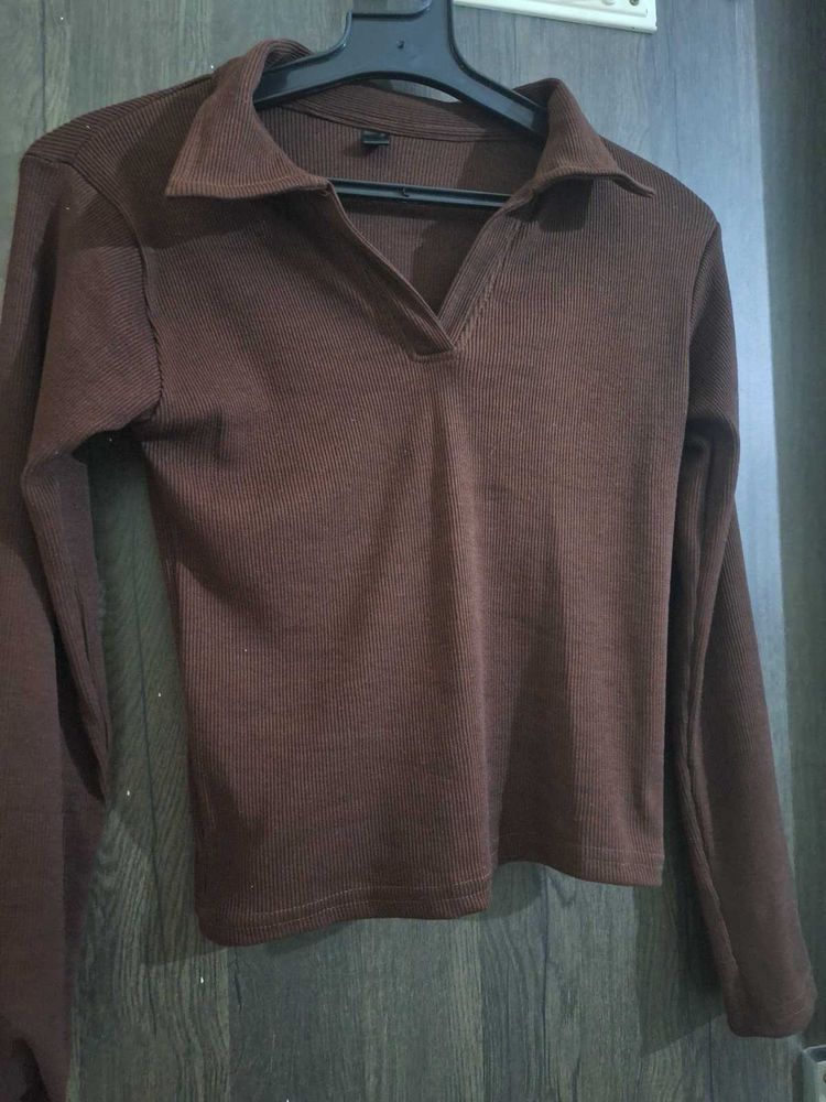 Brown Long Sleeve Top
