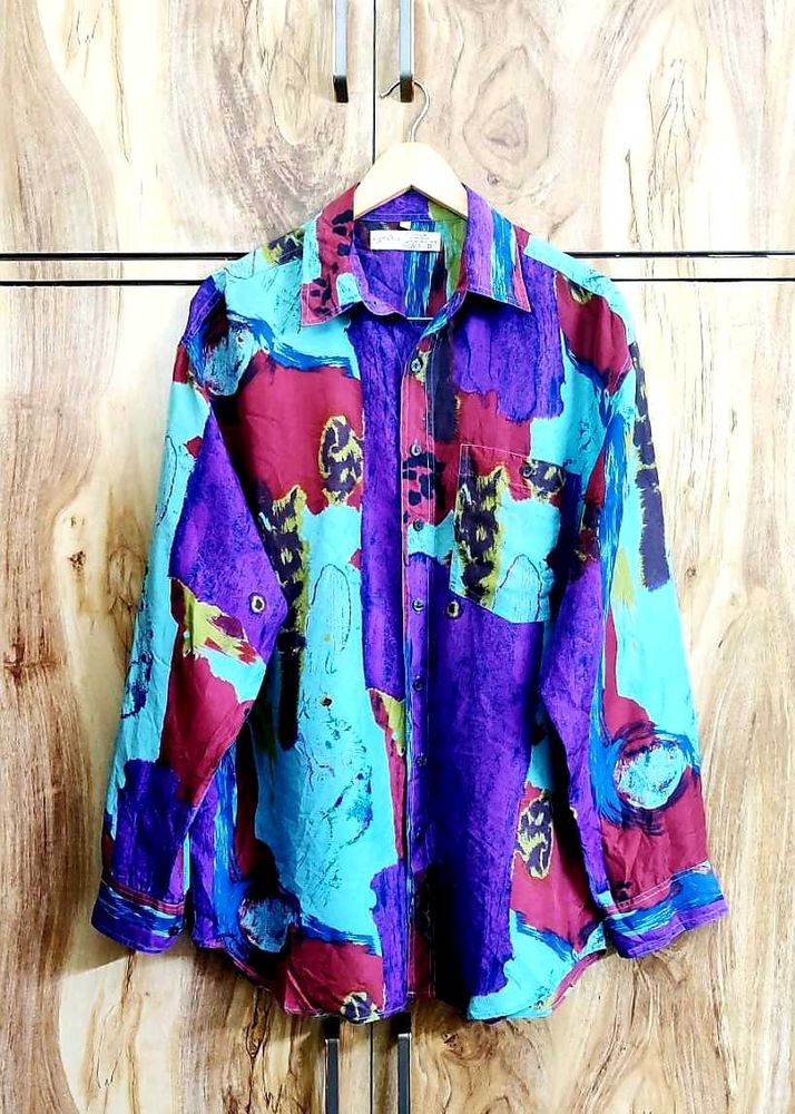 Abstract Print Button-Up Shirt size-44