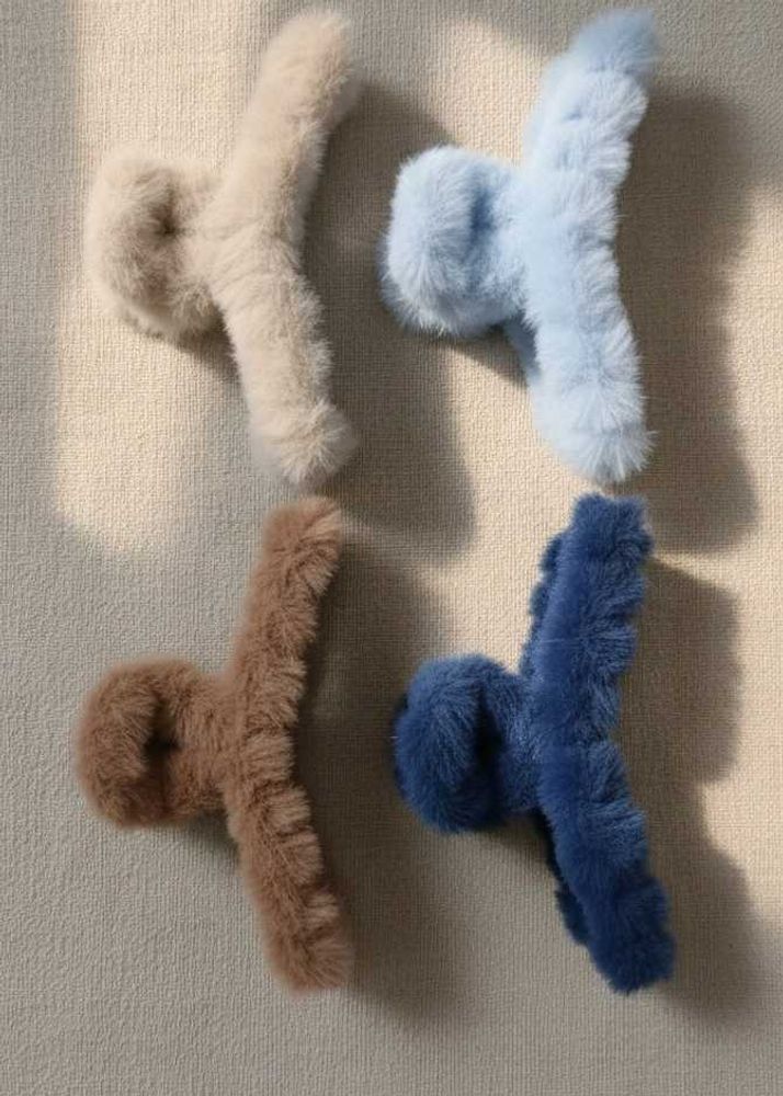Fuzzy Claw Hair Clips Set of 4