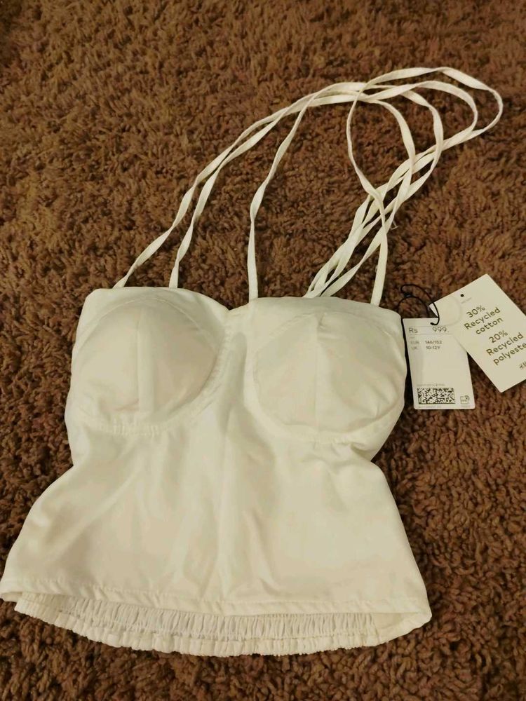 h&amp;m vintage mariyln monroe White Crop Top