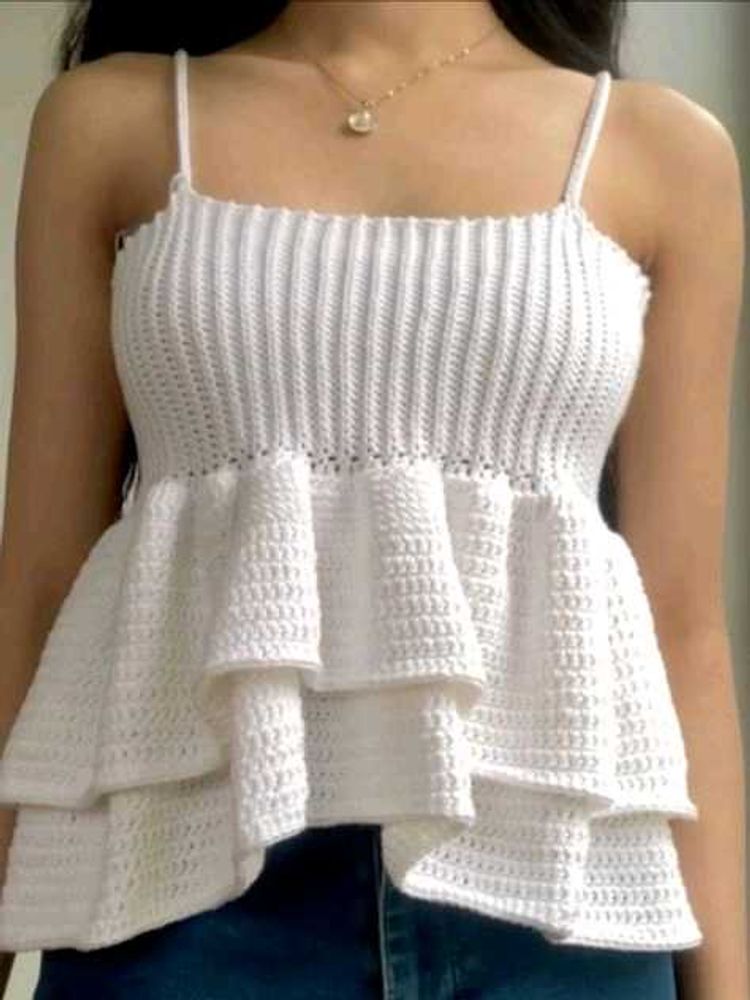 White Crochet Tank Top