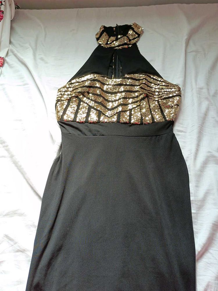 Floor Length Gold Sequin Gown