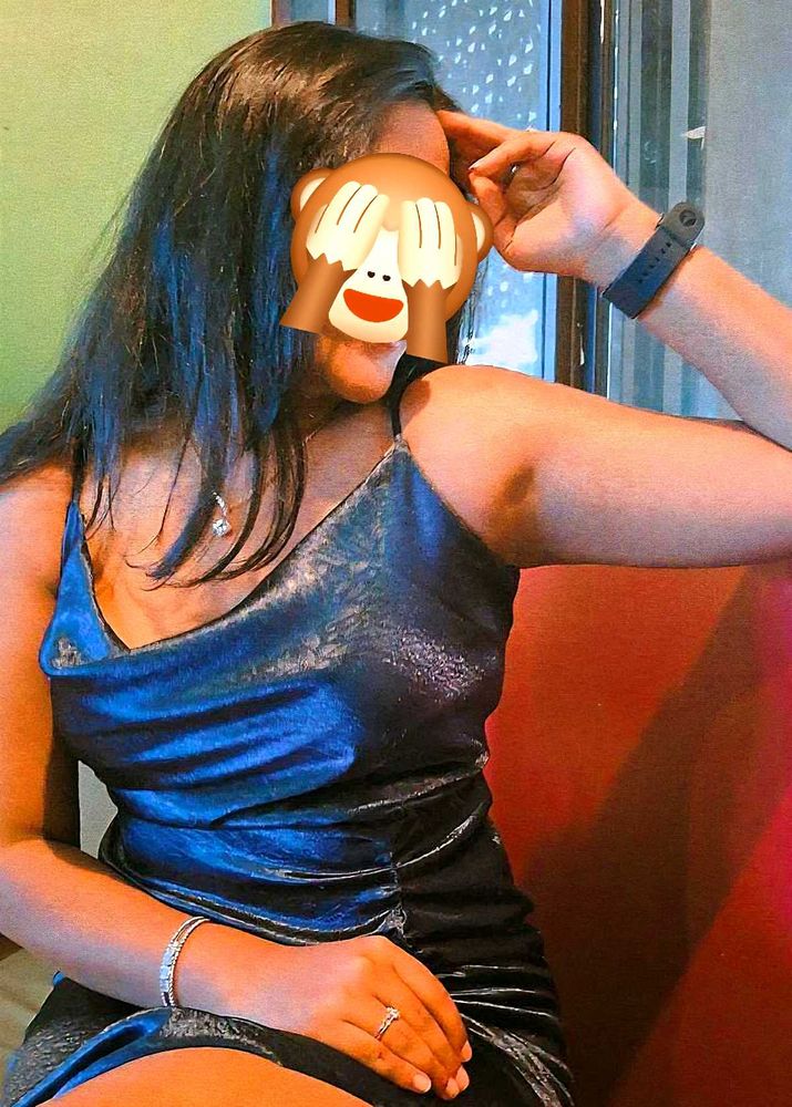 Navy Blue Boat Neck Party Dress