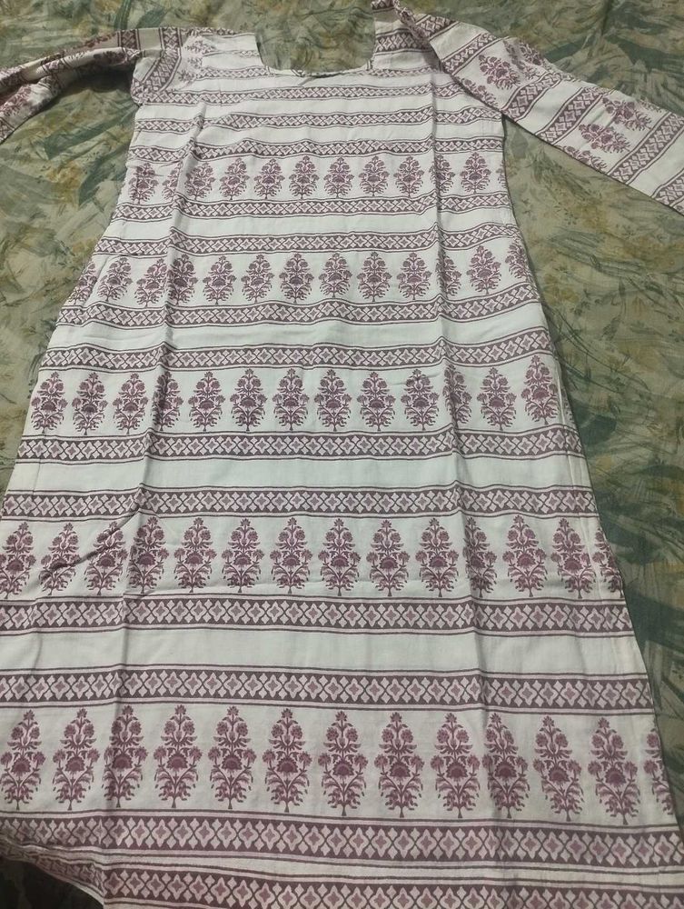 White Printed Kurti , Salwar Free