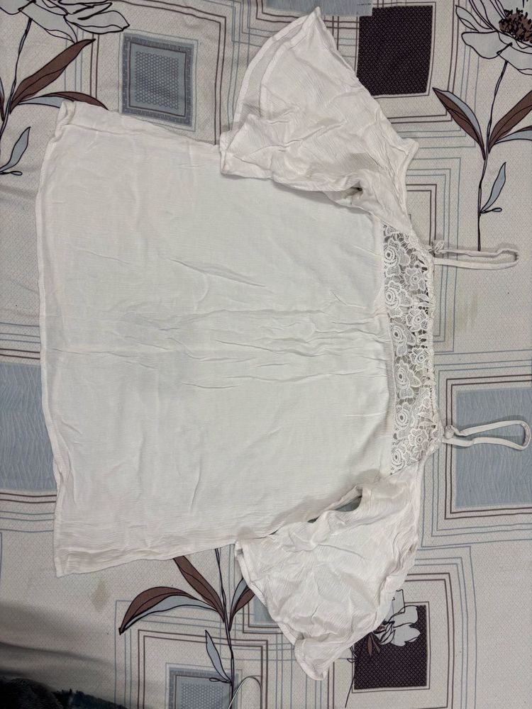 White Lace Trim Top