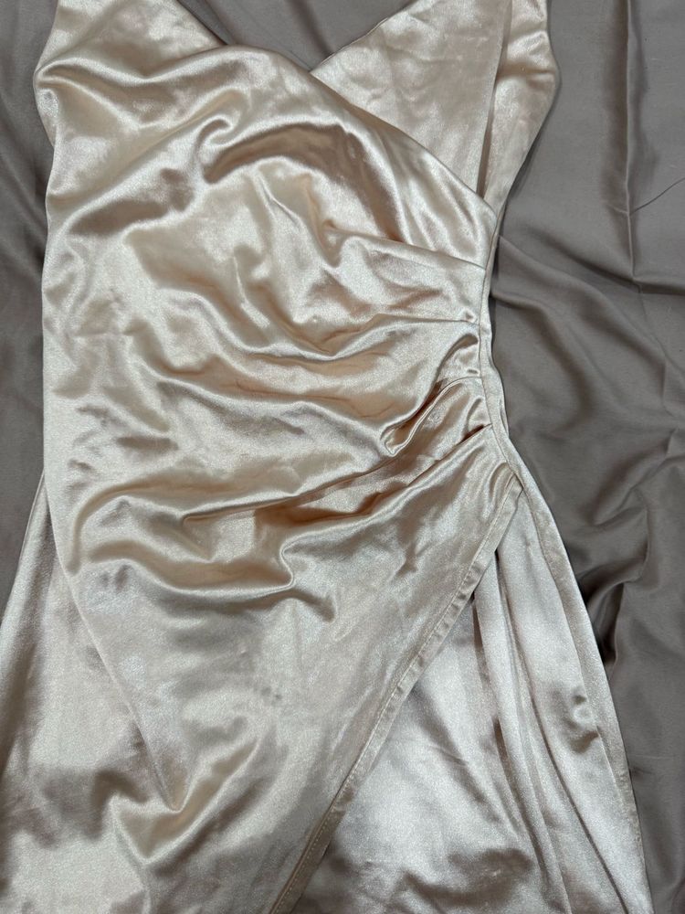 Champagne Satin Mini Dress