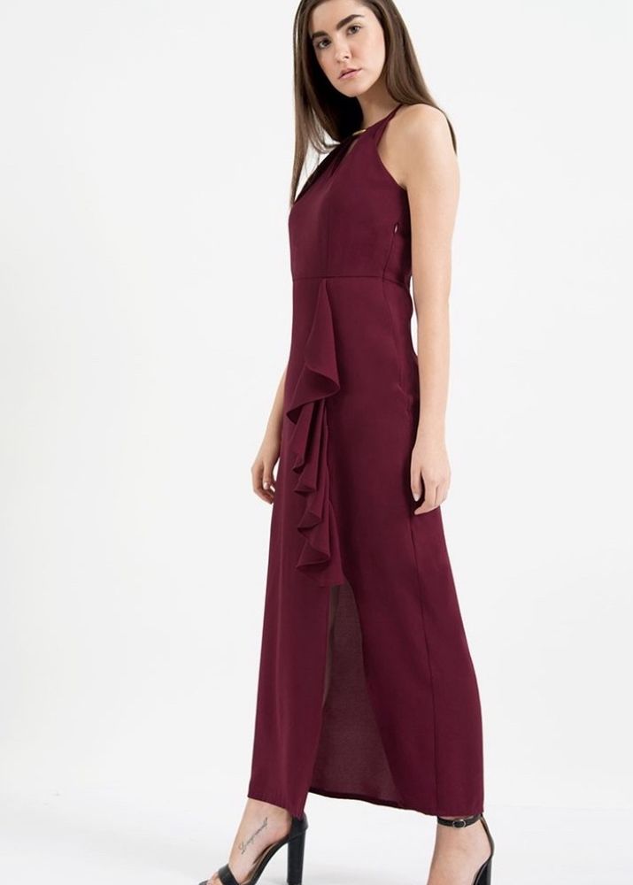 Faballey Halter Neck Dress With Slit