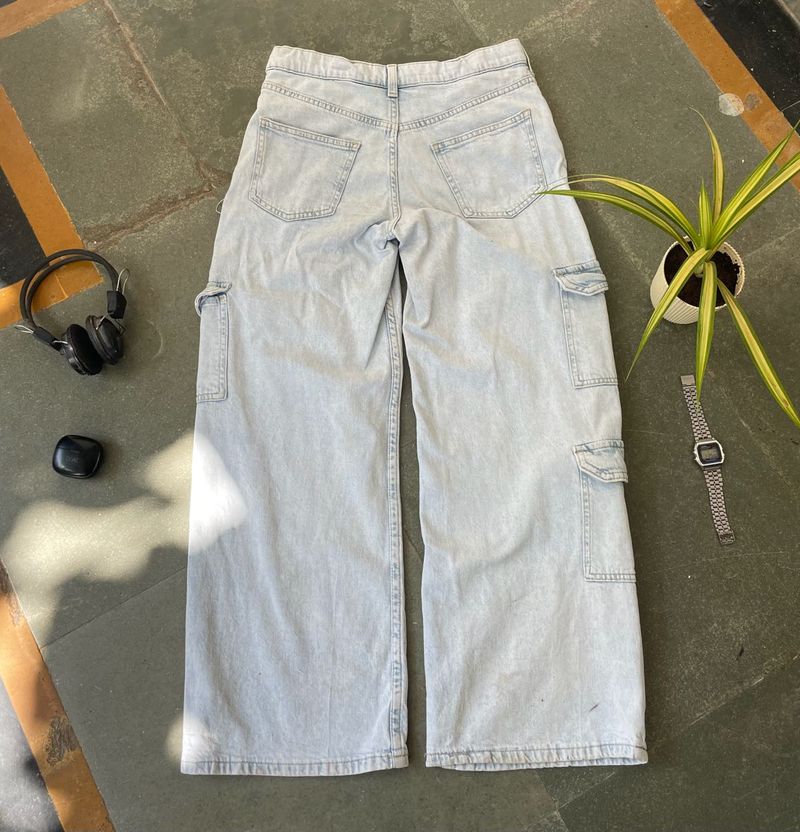 H&amp;M Light Blue Cargo Jeans
