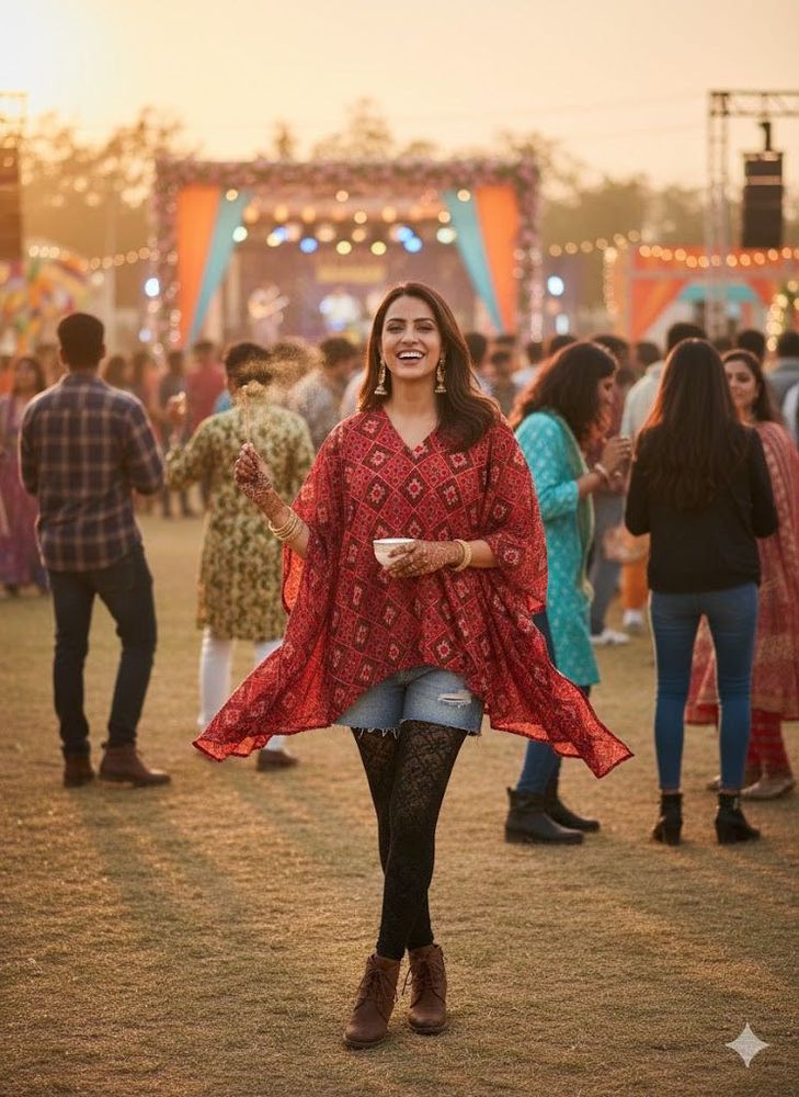 🌶️ SOLD!The &#39;Bandhani Breeze&#39; Kaftan Top 💨