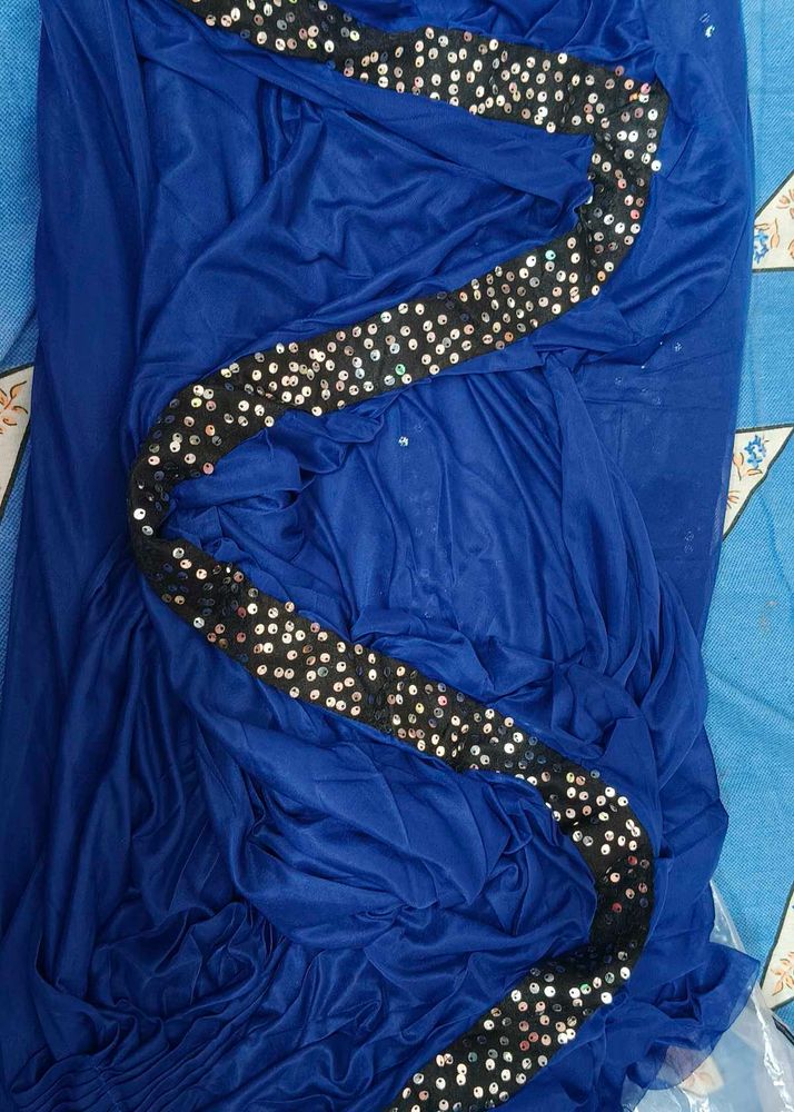 Elegant Blue Partywear saree.Ready to were.