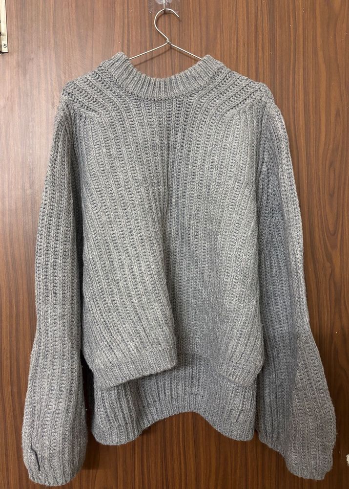 Gray Knit Pullover Sweater