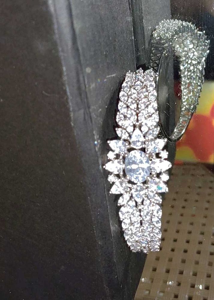 Silver Plated Diamond Bracelet Wth Adjustable Lock