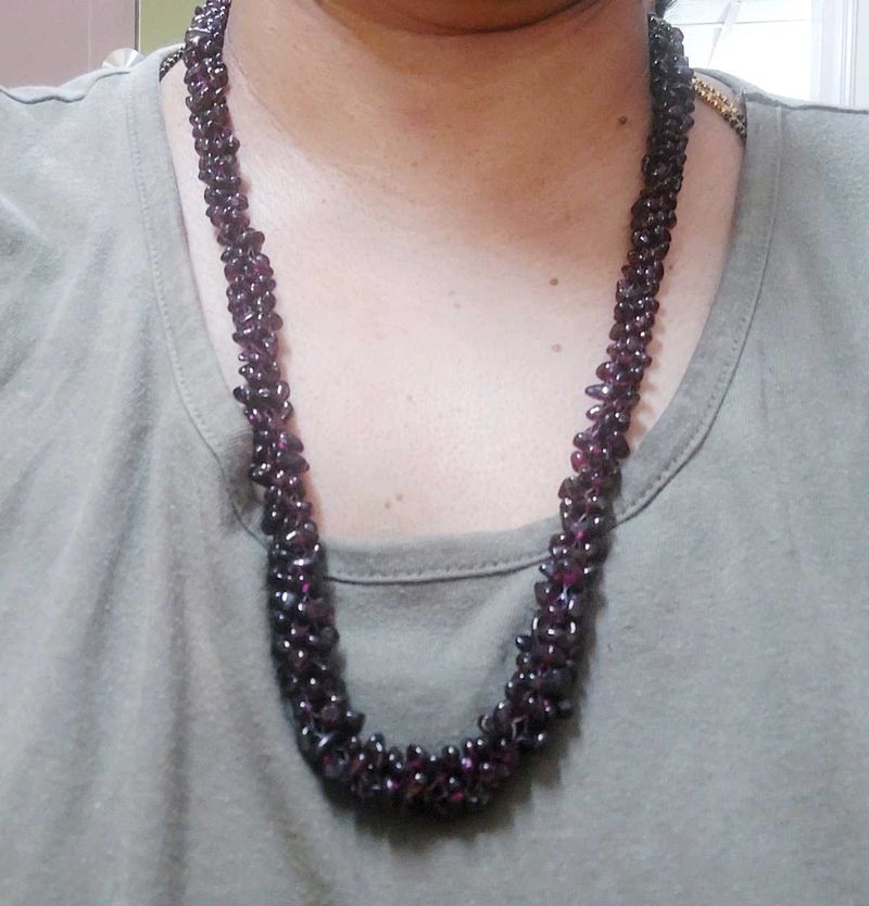 Garnet Chip Necklace with pure silver clasp