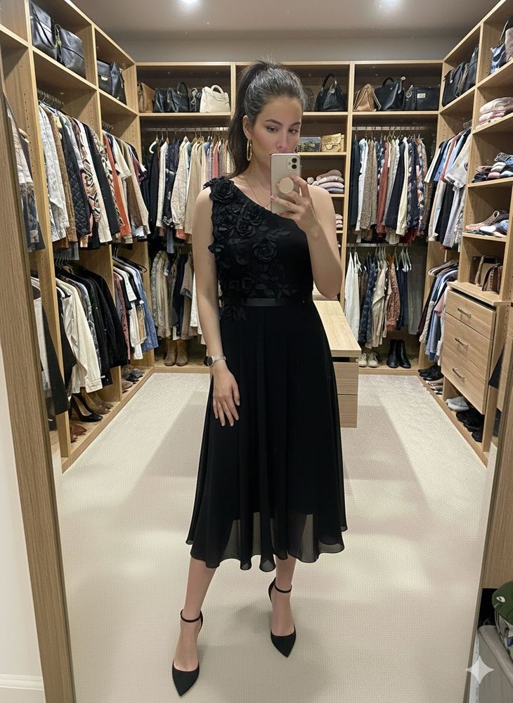 Pintrest Black One-Shoulder Dress