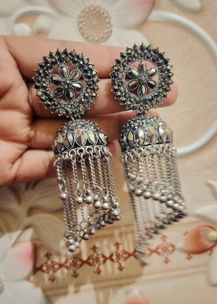 Silver Jhumka Earrings